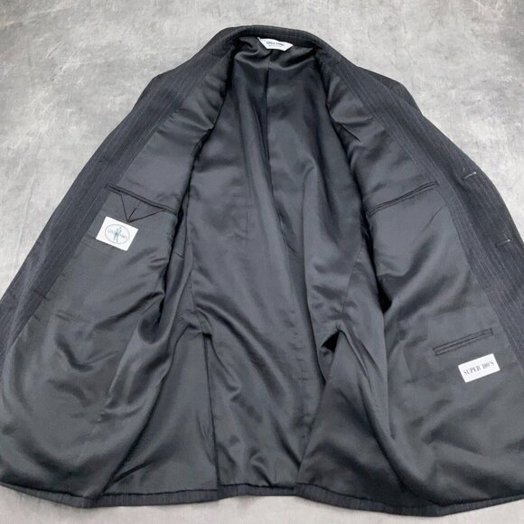 Linea Uomo Suit Men 40R 34Wx28L Gray Blue Pinstripe Super 100s Wool Classic‎ - Picture 9 of 16